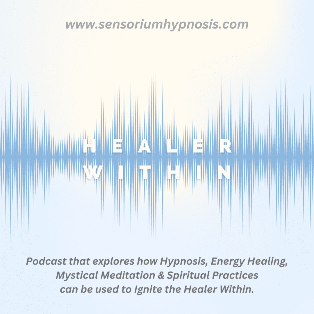 healer within podcast cover blue and white radio waves